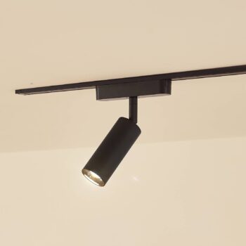 Lindby LED reflektor 48 V Lumaro, čierny, Ø 4 cm, hliník, stmievateľný