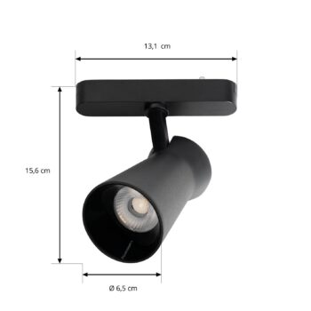 Lindby LED reflektor 48 V Lumaro, čierny, Ø 7 cm, stmievateľný