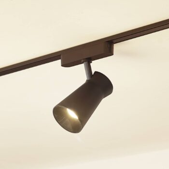 Lindby LED reflektor 48 V Lumaro, čierny, Ø 7 cm, stmievateľný