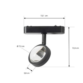 Lindby LED reflektor 48 V Lumaro, čierny, Ø 7,3 cm, hliník, stmievateľný