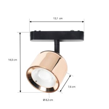Lindby LED reflektor 48 V Lumaro, ružové zlato, Ø 8,2 cm, hliník, stmievateľný