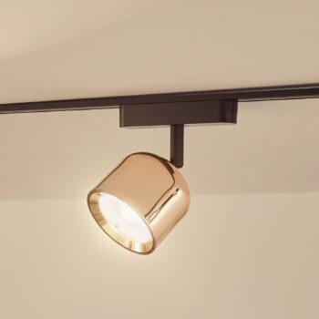 Lindby LED reflektor 48 V Lumaro, ružové zlato, Ø 8,2 cm, hliník, stmievateľný