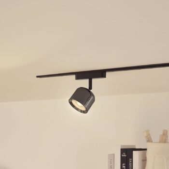Lindby LED reflektor 48 V Lumaro, sivý, Ø 8,2 cm, hliník, stmievateľný