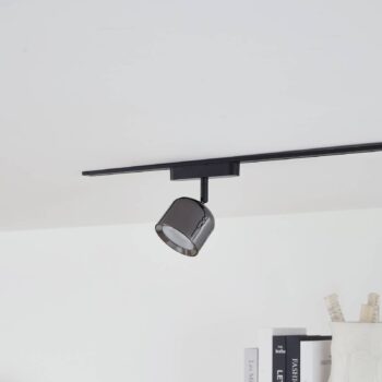 Lindby LED reflektor 48 V Lumaro, sivý, Ø 8,2 cm, hliník, stmievateľný