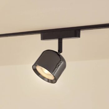 Lindby LED reflektor 48 V Lumaro, sivý, Ø 8,2 cm, hliník, stmievateľný