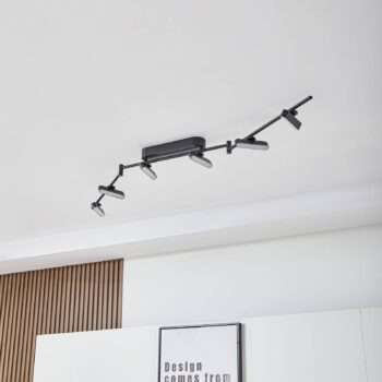 Lindby LED reflektor Eldrin, čierny, 6 svetiel, svetelný pás