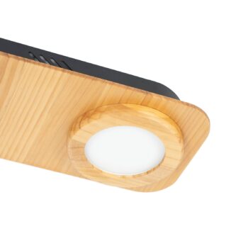 Lindby LED reflektor Joren, drevo, 38 x 16 cm, 2 svetlá, 3 000 K