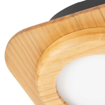 Lindby LED reflektor Joren, drevo, 38 x 38 cm, 4 svetlá, 3 000 K