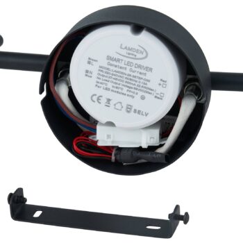 Lindby LED reflektor Manel, čierny, železný, dĺžka 82 cm, 4.flg.