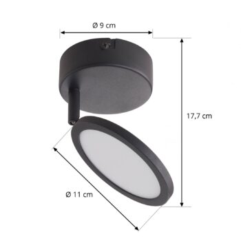 Lindby LED reflektor Manel, čierny, železo, výška 18 cm