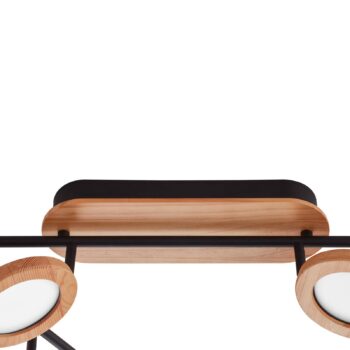 Lindby LED reflektor Manel, drevo, dĺžka 152 cm, 6 plamienkov