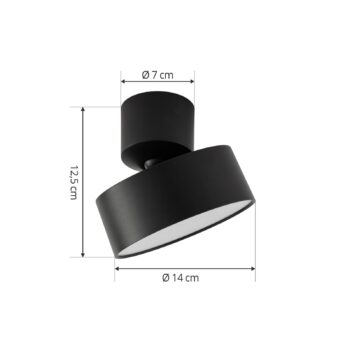 Lindby LED reflektor Nivoria, Ø 14 cm, čierny, otočný