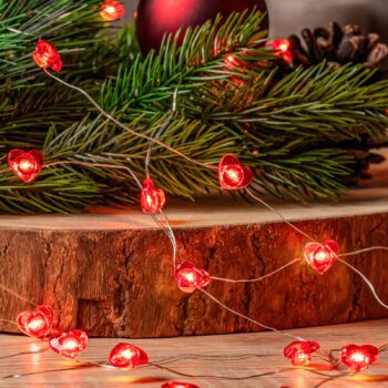 Lindby LED rozprávkové svetlá Titciana, srdce, Valentín, 320 cm