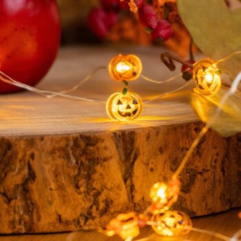 Lindby LED rozprávkové svetlá Titciana, tekvica, Halloween, 320 cm