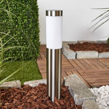 Lindby LED solárna lampa Aleeza, 61 cm, nerezová oceľ, zemný kolík