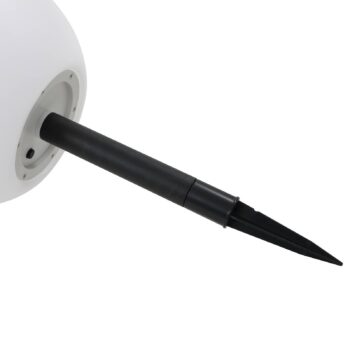 Lindby LED solárna lampa Lago, Ø 25 cm, guľa, zemný hrot, biela
