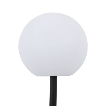 Lindby LED solárna lampa Lago, Ø 30 cm, guľa, zemný hrot, biela
