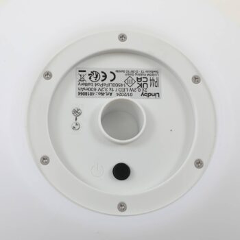 Lindby LED solárna lampa Lago, Ø 30 cm, guľa, zemný hrot, biela