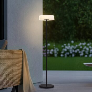 Lindby LED solárna stojacia lampa Samine, čierna, kov, stmievateľná