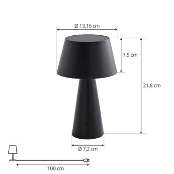 Lindby LED solárna stolová lampa Lirinor čierny plast 13 cm