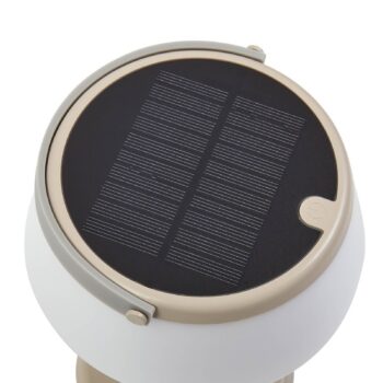 Lindby LED solárna stolová lampa Mikkel, béžová, stmievateľná, 7 cm