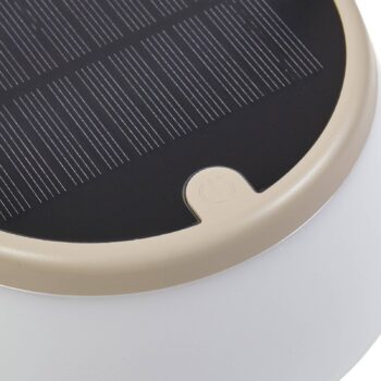 Lindby LED solárna stolová lampa Mikkel, béžová, stmievateľná, 7 cm