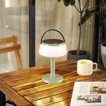 Lindby LED solárna stolová lampa Mikkel, zelená, stmievateľná