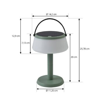 Lindby LED solárna stolová lampa Mikkel, zelená, stmievateľná