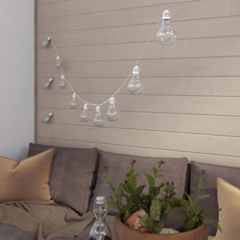 Lindby LED solárna svetelná reťaz Lampini, 200 cm, čierna, IP44