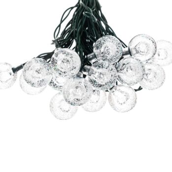Lindby LED solárna svetelná reťaz Mionel, gule, 30-flg., 635cm