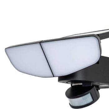 Lindby LED solárne nástenné svietidlo Naelin, čierne, senzor, IP44
