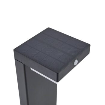 Lindby LED solárne podstavcové svetlo Eleazar, čierne, hliník, senzor