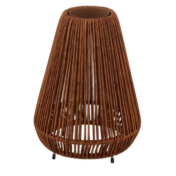 Lindby LED solárne svetlo Amaria, ratan, tmavé, Ø 27 cm