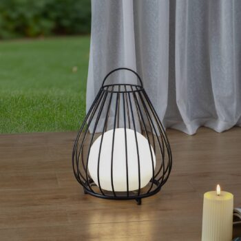 Lindby LED solárne svetlo Kelda, čierna farba, kov, 38 cm, stmiev.