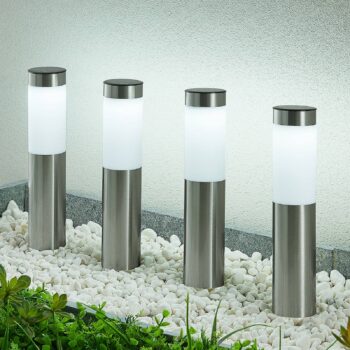 Lindby LED solárne svietidlo, sada 4 ks, zemný hrot, 31 cm, IP44