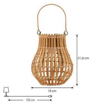 Lindby LED solárne terasové svetlo Amaria, bambus, Ø 18 cm