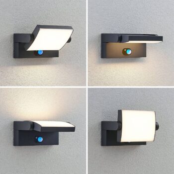 Lindby LED solárne vonkajšie nástenné svietidlo Sherin, antracit, senzor