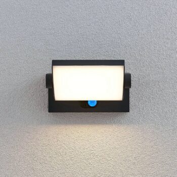 Lindby LED solárne vonkajšie nástenné svietidlo Sherin, antracit, senzor
