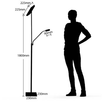 Lindby LED stojaca lampa Sumani, hranatá, niklová, výška 180 cm