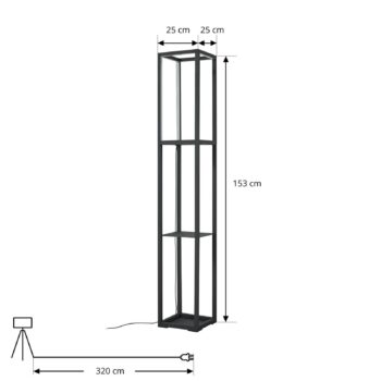 Lindby LED stojacia lampa Birta, stojaca, regál, výška 155 cm
