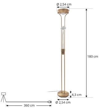 Lindby LED stojacia lampa Josefin, bronzová, svetlo na čítanie, stmievateľné
