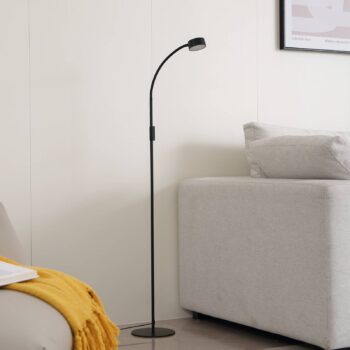 Lindby LED stojacia lampa Maori, 140 cm, čierna, CCT, stmievateľná