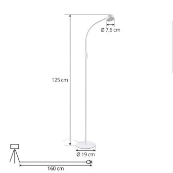 Lindby LED stojacia lampa Maori, biela, kov, CCT, stmievateľná