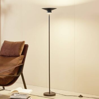 Lindby LED stojacia lampa Norvind, čierna, kov, 1-pl
