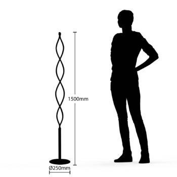 Lindby LED stojacia lampa Welina, čierna, 150 cm, stmievateľná
