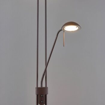 Lindby LED stojacia lampa Yveta, hrdzavá farba, kov, stmievateľná