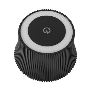 Lindby LED stolná lampa na akumulátor Linor, čierna, USB, dotykový stmievač