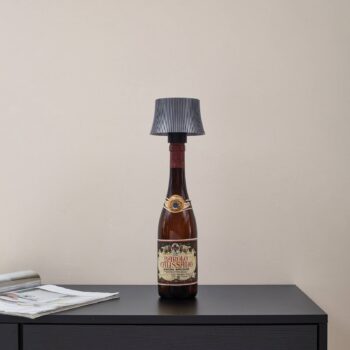 Lindby LED stolná lampa na batérie Linor, dymovo sivá, USB, stmievateľná