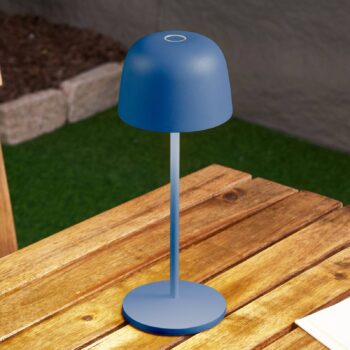 Lindby LED stolová lampa Arietty, modrá, stmievateľná, IP65