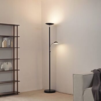 Lindby LED stropná podložka Malea, 180 cm, čierna, čítacie rameno